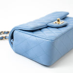 CHANEL Handbag 21C Sky Blue Lambskin Quilted Mini Rectangular Flap Light Gold Hardware -Knockoff
