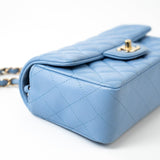 CHANEL Handbag 21C Sky Blue Lambskin Quilted Mini Rectangular Flap Light Gold Hardware -Knockoff
