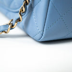 CHANEL Handbag 21C Sky Blue Lambskin Quilted Mini Rectangular Flap Light Gold Hardware -Knockoff
