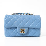 CHANEL Handbag 21C Sky Blue Lambskin Quilted Mini Rectangular Flap Light Gold Hardware -Knockoff
