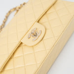 CHANEL Handbag 21C Yellow Lambskin Quilted Classic Flap Small Light Gold Hardware -Knockoff
