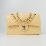 CHANEL Handbag 21C Yellow Lambskin Quilted Classic Flap Small Light Gold Hardware -Knockoff
