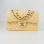 CHANEL Handbag 21C Yellow Lambskin Quilted Classic Flap Small Light Gold Hardware -Knockoff
