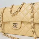 CHANEL Handbag 21C Yellow Lambskin Quilted Classic Flap Small Light Gold Hardware -Knockoff
