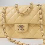 CHANEL Handbag 21C Yellow Lambskin Quilted Classic Flap Small Light Gold Hardware -Knockoff
