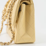 CHANEL Handbag 21C Yellow Lambskin Quilted Classic Flap Small Light Gold Hardware -Knockoff
