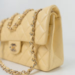 CHANEL Handbag 21C Yellow Lambskin Quilted Classic Flap Small Light Gold Hardware -Knockoff
