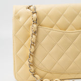 CHANEL Handbag 21C Yellow Lambskin Quilted Classic Flap Small Light Gold Hardware -Knockoff
