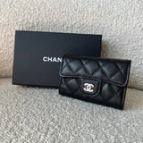 CHANEL Handbag 21K Black Caviar Quilted Key Holder Wallet Silver Hardware -Knockoff
