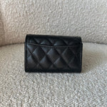 CHANEL Handbag 21K Black Caviar Quilted Key Holder Wallet Silver Hardware -Knockoff
