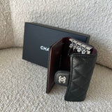 CHANEL Handbag 21K Black Caviar Quilted Key Holder Wallet Silver Hardware -Knockoff
