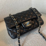 CHANEL Handbag 21K Black Lambskin Quilted Mini Rectangular Single Flap Light Gold Hardware -Knockoff
