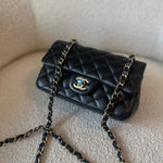 CHANEL Handbag 21K Black Lambskin Quilted Mini Rectangular Single Flap Light Gold Hardware -Knockoff
