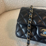 CHANEL Handbag 21K Black Lambskin Quilted Mini Rectangular Single Flap Light Gold Hardware -Knockoff
