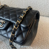 CHANEL Handbag 21K Black Lambskin Quilted Mini Rectangular Single Flap Light Gold Hardware -Knockoff
