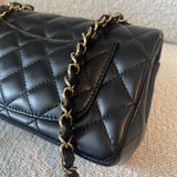 CHANEL Handbag 21K Black Lambskin Quilted Mini Rectangular Single Flap Light Gold Hardware -Knockoff
