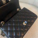 CHANEL Handbag 21K Black Lambskin Quilted Mini Rectangular Single Flap Light Gold Hardware -Knockoff
