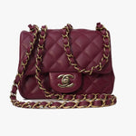 CHANEL Handbag 21K Burgundy Lambskin Quilted Mini Square Flap -Knockoff
