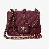 CHANEL Handbag 21K Burgundy Lambskin Quilted Mini Square Flap -Knockoff
