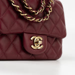 CHANEL Handbag 21K Burgundy Lambskin Quilted Mini Square Flap -Knockoff
