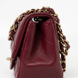 CHANEL Handbag 21K Burgundy Lambskin Quilted Mini Square Flap -Knockoff
