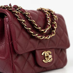 CHANEL Handbag 21K Burgundy Lambskin Quilted Mini Square Flap -Knockoff
