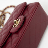 CHANEL Handbag 21K Burgundy Lambskin Quilted Mini Square Flap -Knockoff
