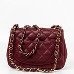 CHANEL Handbag 21K Burgundy Lambskin Quilted Mini Square Flap -Knockoff
