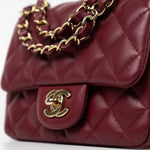 CHANEL Handbag 21K Burgundy Lambskin Quilted Mini Square Flap -Knockoff
