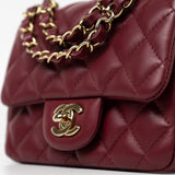 CHANEL Handbag 21K Burgundy Lambskin Quilted Mini Square Flap -Knockoff
