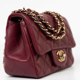 CHANEL Handbag 21K Burgundy Lambskin Quilted Mini Square Flap -Knockoff
