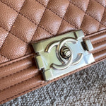 CHANEL Handbag 21K Caramel Caviar Quilted Old Medium Boy Bag LGHW -Knockoff
