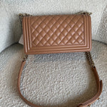 CHANEL Handbag 21K Caramel Caviar Quilted Old Medium Boy Bag LGHW -Knockoff
