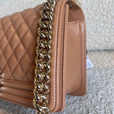 CHANEL Handbag 21K Caramel Caviar Quilted Old Medium Boy Bag LGHW -Knockoff
