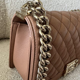 CHANEL Handbag 21K Caramel Caviar Quilted Old Medium Boy Bag LGHW - -Knockoff
