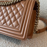 CHANEL Handbag 21K Caramel Caviar Quilted Old Medium Boy Bag LGHW -Knockoff
