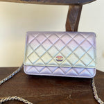 CHANEL Handbag 21K Gradient Metallic Rainbow Calfskin Quilted Wallet on Chain (WOC) -Knockoff
