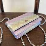 CHANEL Handbag 21K Gradient Metallic Rainbow Calfskin Quilted Wallet on Chain (WOC) -Knockoff
