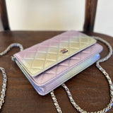 CHANEL Handbag 21K Gradient Metallic Rainbow Calfskin Quilted Wallet on Chain (WOC) -Knockoff
