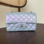 CHANEL Handbag 21K Iridescent Blue Calfskin Quilted Rectangular Mini SHW -Knockoff
