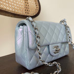 CHANEL Handbag 21K Iridescent Blue Calfskin Quilted Rectangular Mini SHW -Knockoff
