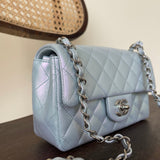 CHANEL Handbag 21K Iridescent Blue Calfskin Quilted Rectangular Mini SHW -Knockoff
