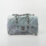 CHANEL Handbag 21K Iridescent Blue Calfskin Quilted Rectangular Mini SHW -Knockoff
