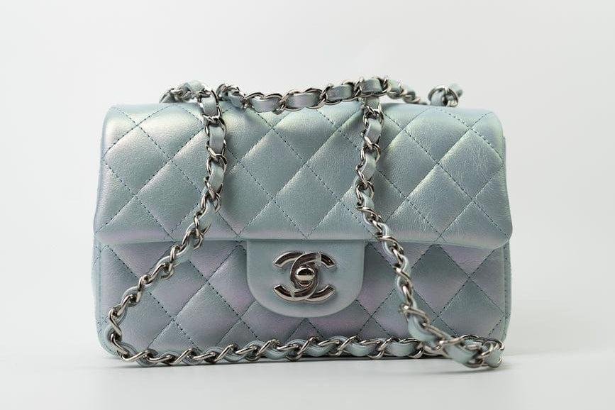 CHANEL Handbag 21K Iridescent Blue Calfskin Quilted Rectangular Mini SHW -Knockoff
