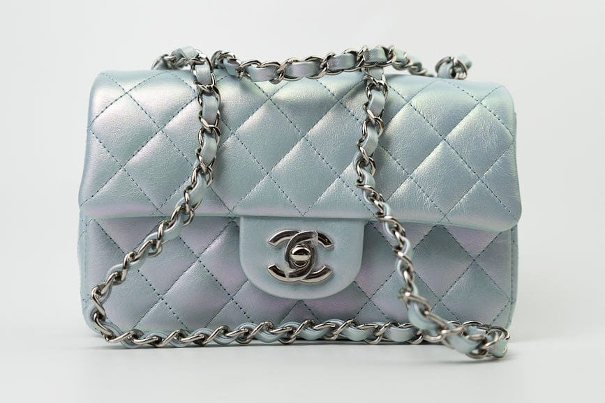 CHANEL Handbag 21K Iridescent Blue Calfskin Quilted Rectangular Mini SHW -Knockoff
