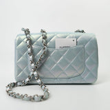 CHANEL Handbag 21K Iridescent Blue Calfskin Quilted Rectangular Mini SHW -Knockoff
