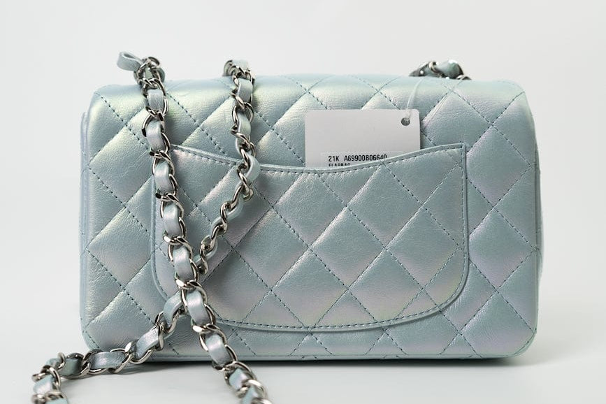 CHANEL Handbag 21K Iridescent Blue Calfskin Quilted Rectangular Mini SHW -Knockoff
