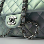 CHANEL Handbag 21K Iridescent Blue Calfskin Quilted Rectangular Mini SHW -Knockoff
