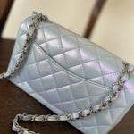 CHANEL Handbag 21K Iridescent Blue Calfskin Quilted Rectangular Mini SHW -Knockoff
