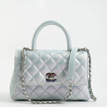 CHANEL Handbag 21K Iridescent Blue Caviar Quilted Coco Handle Small -Knockoff
